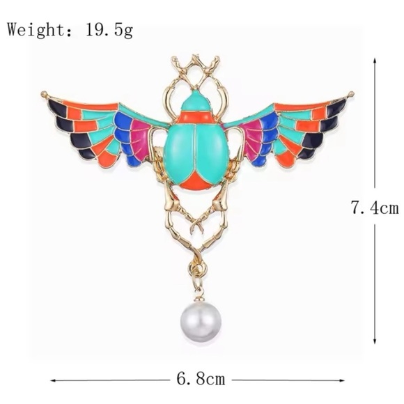 Egyptian Talisman Beetle Aquamarine Brooch - Picture 3 of 6